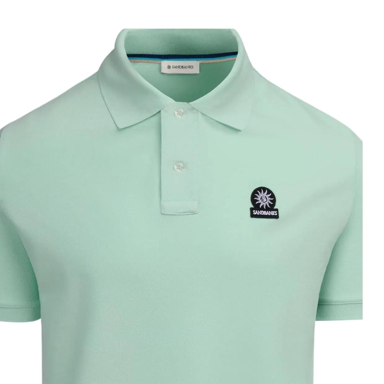 Sandbanks Badge Logo Pique Mint Green Polo Shirt