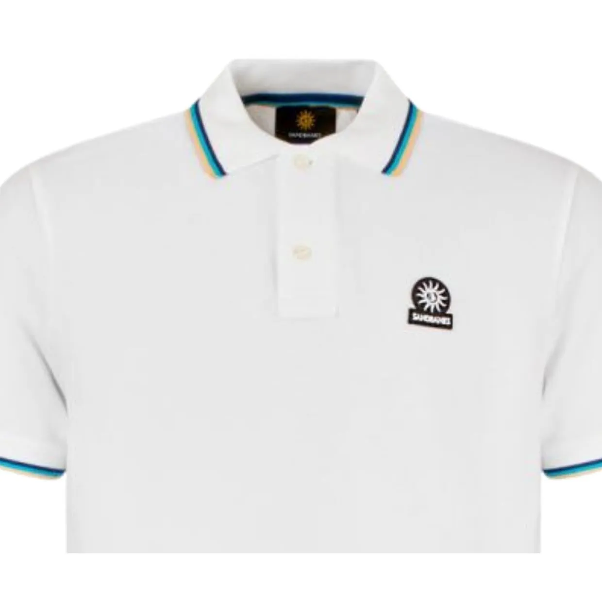 Sandbanks Badge Logo White Polo Shirt