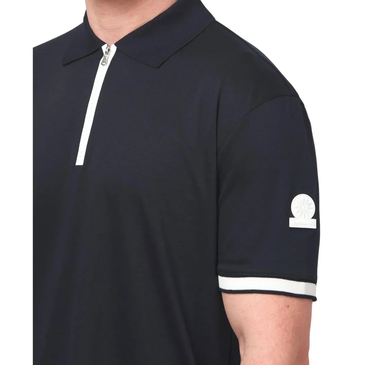 Sandbanks Silicone Zip Black Polo Shirt