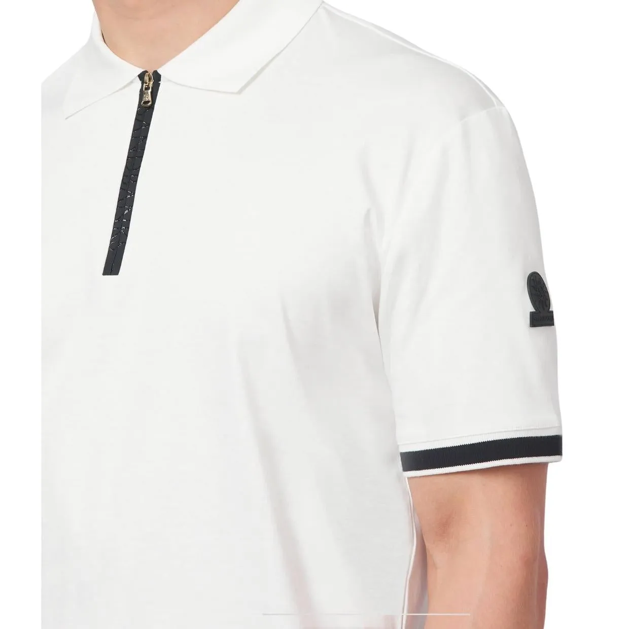 Sandbanks White Silicone Zip Polo Shirt