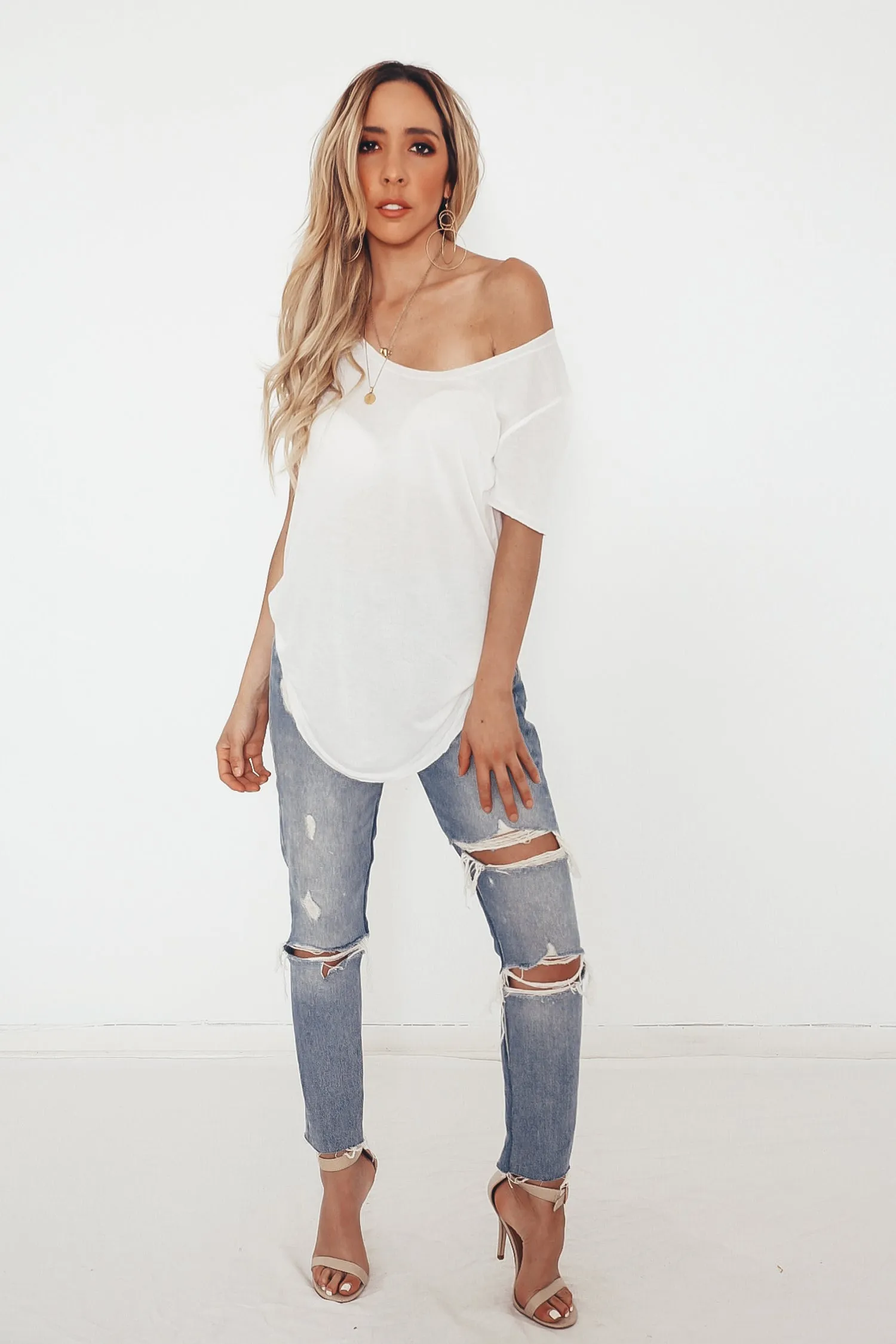 Scoop-neck T-shirt - White