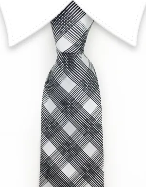 Silver & Black Plaid Tie