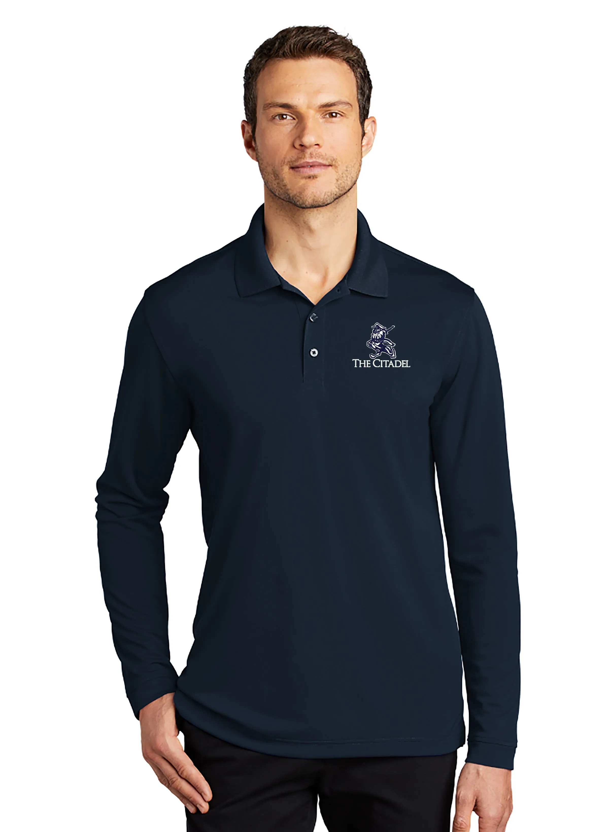 The Citadel, Marching Bulldog,  UV Micro-Mesh Long Sleeve Polo Shirt