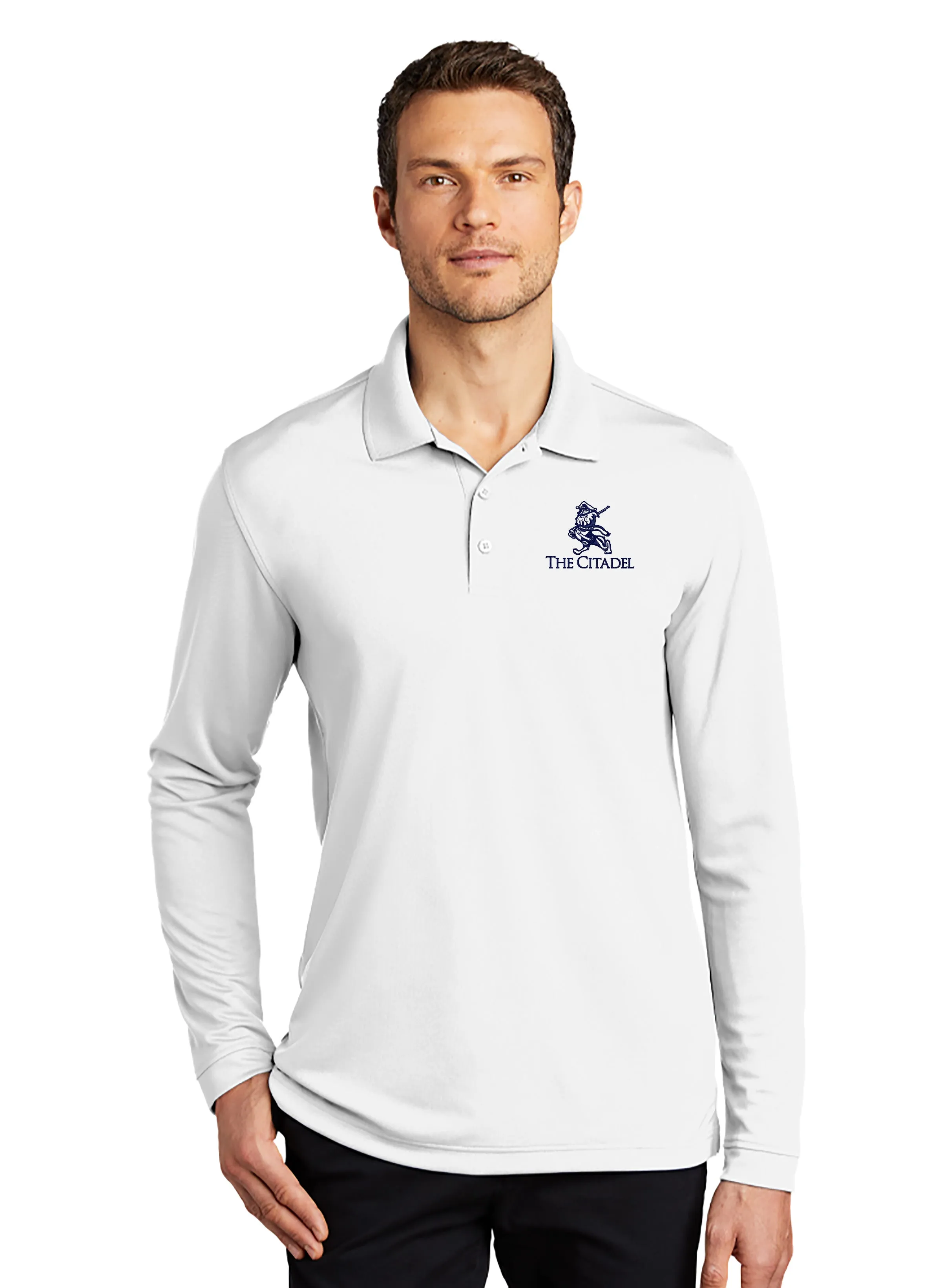 The Citadel, Marching Bulldog,  UV Micro-Mesh Long Sleeve Polo Shirt