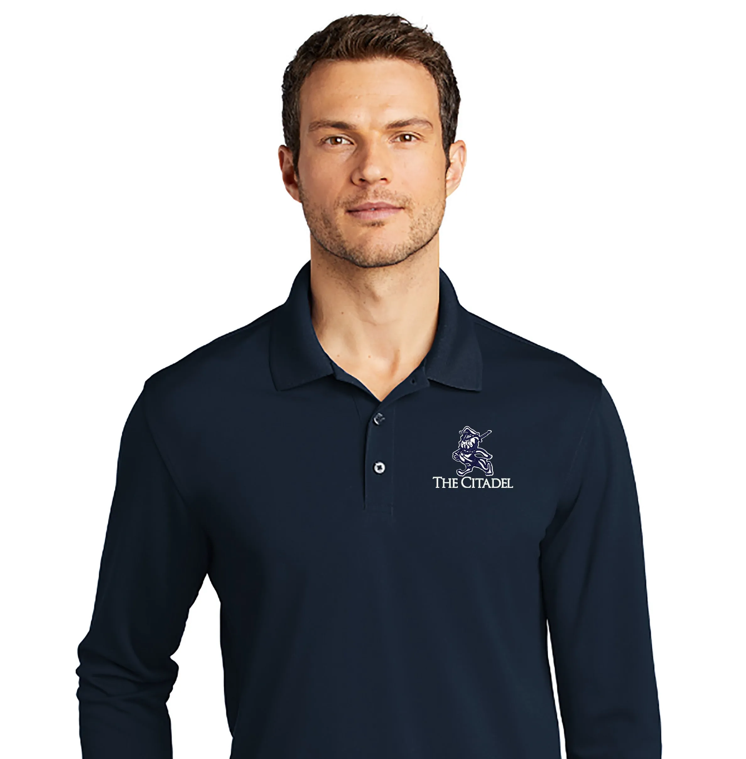 The Citadel, Marching Bulldog,  UV Micro-Mesh Long Sleeve Polo Shirt