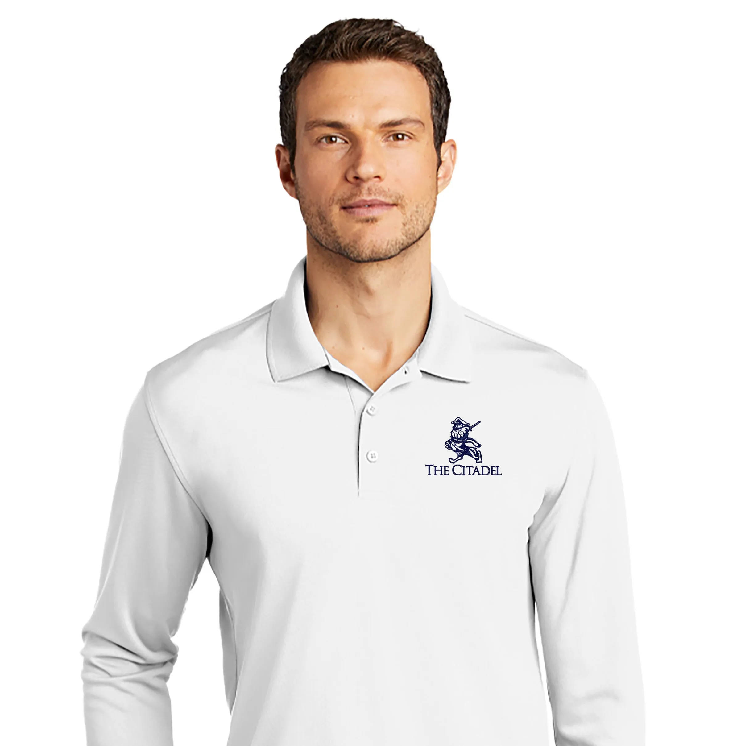 The Citadel, Marching Bulldog,  UV Micro-Mesh Long Sleeve Polo Shirt