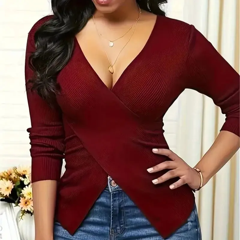 Trendy Cross-long-Sleeved V -neck Shirt