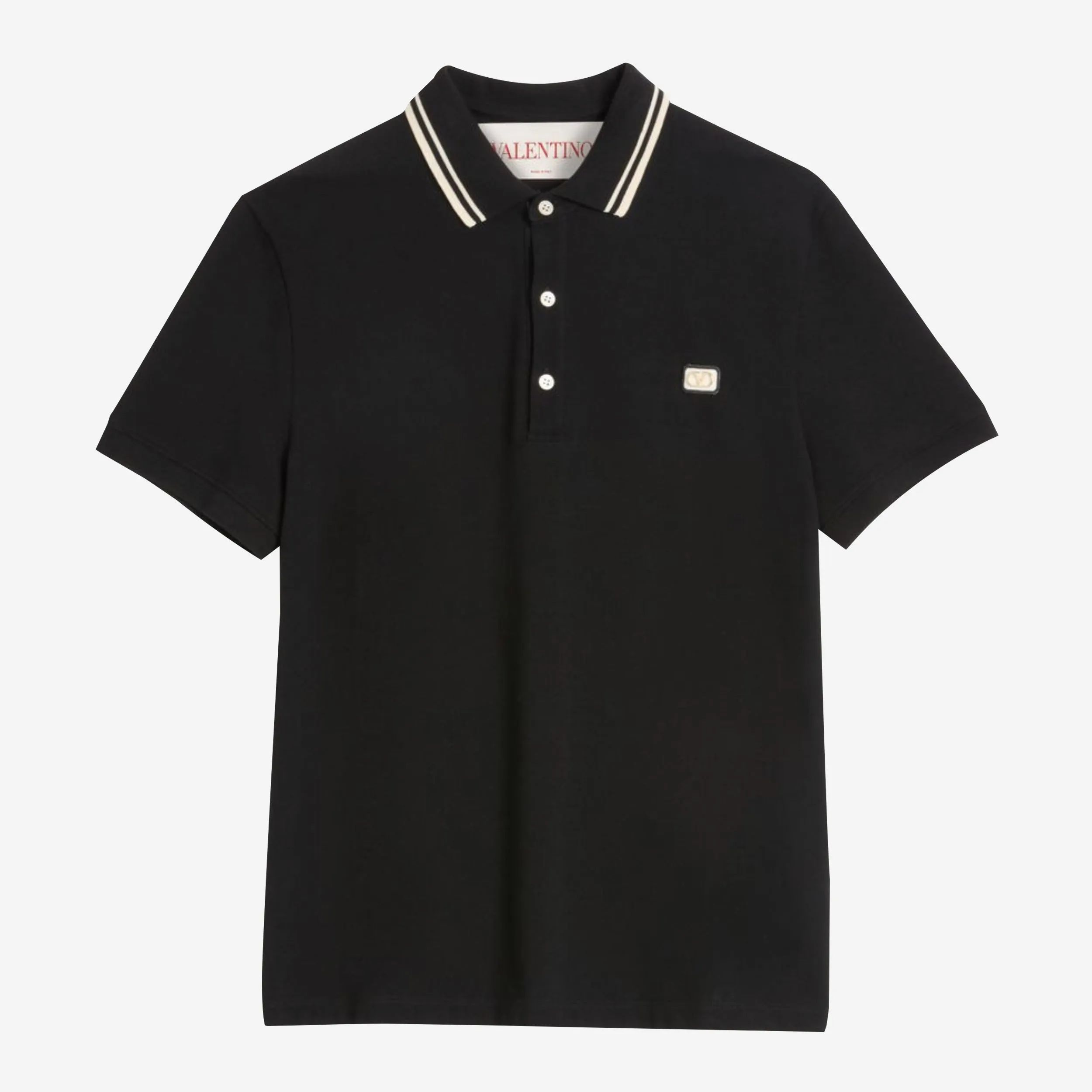 Valentino Cotton Piqué VLogo Patch Polo Shirt