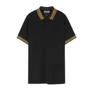 Versace Jeans Couture Collar Chain Couture Black & Gold Polo Shirt