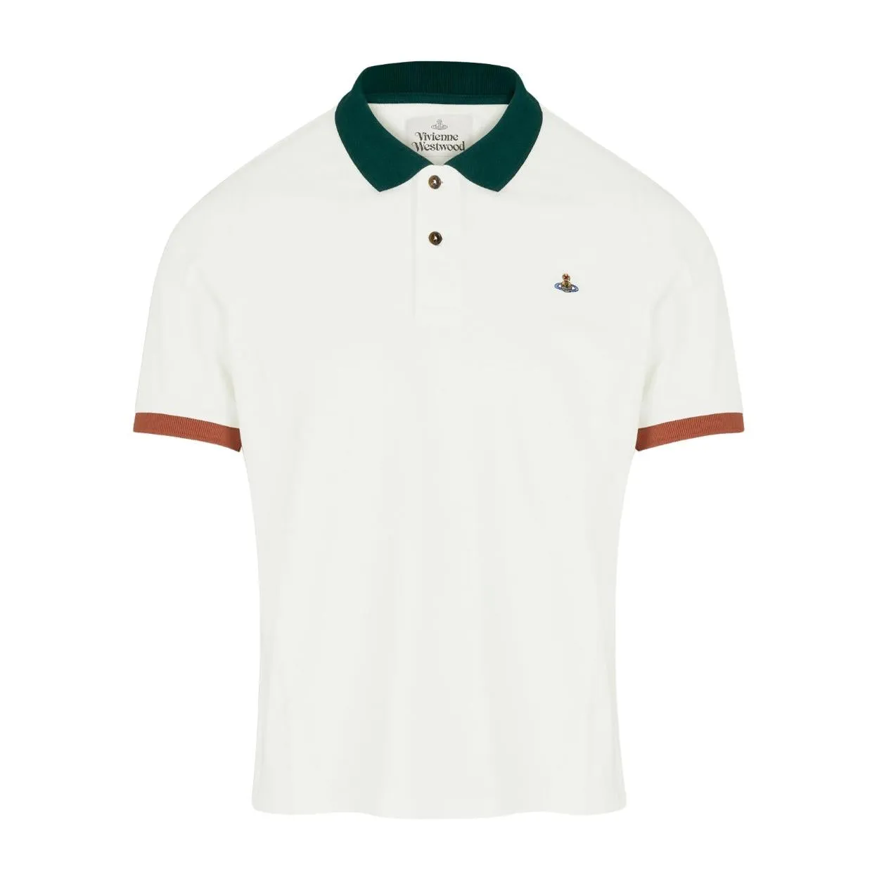 Vivienne Westwood Embroidered Orb Logo Classic White Polo Shirt