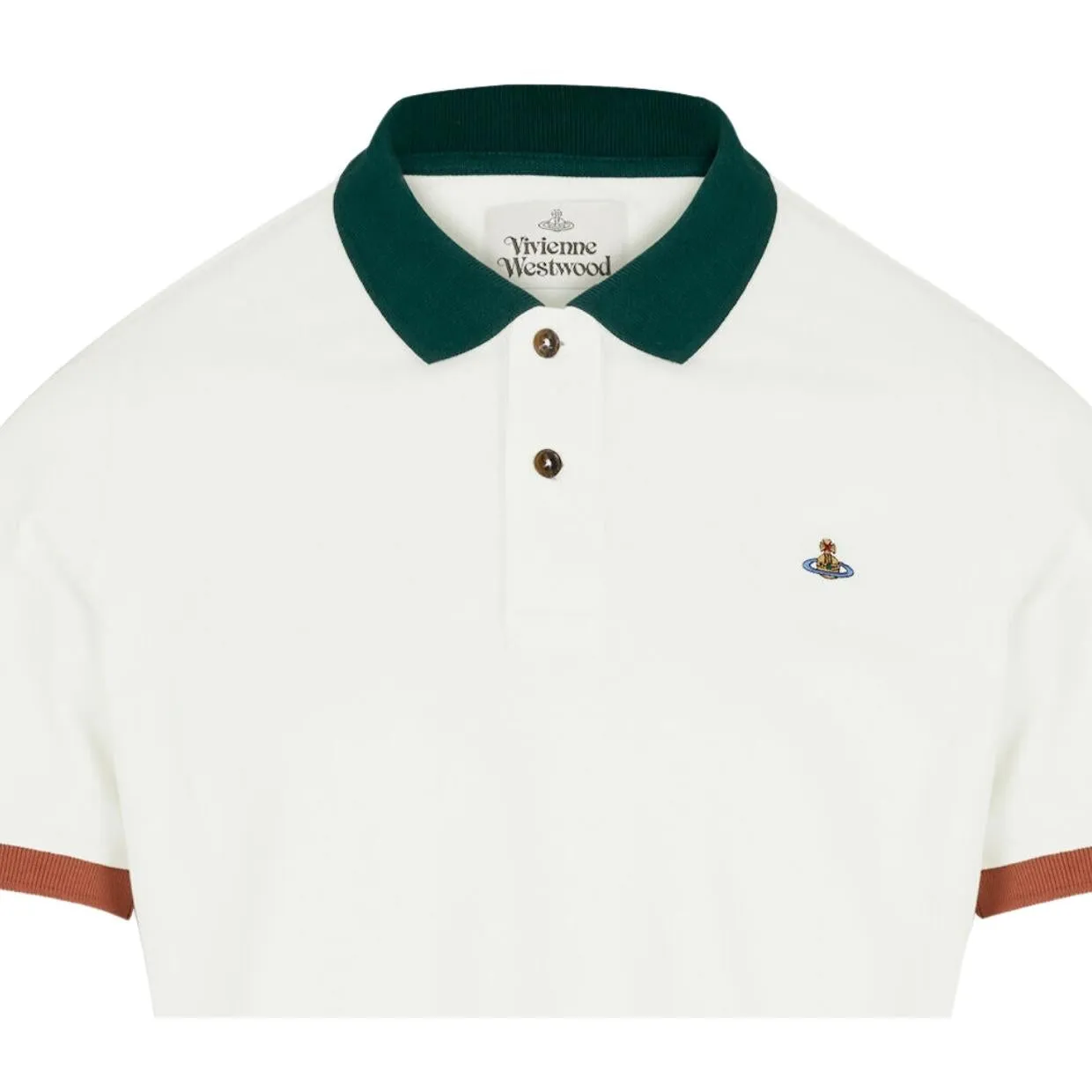 Vivienne Westwood Embroidered Orb Logo Classic White Polo Shirt