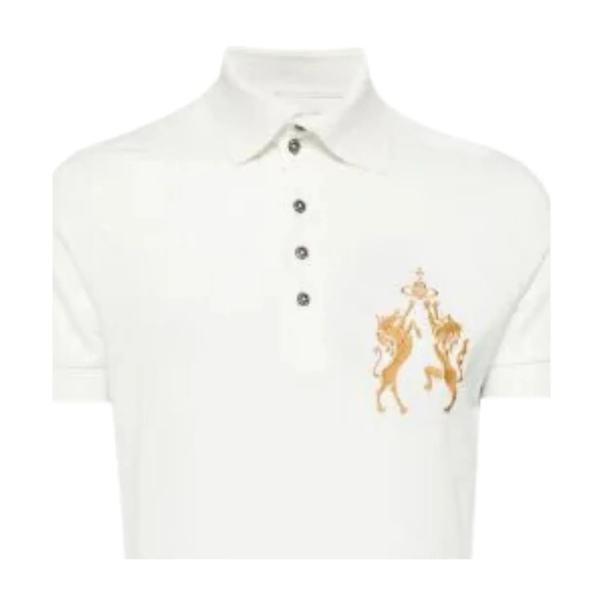 Vivienne Westwood Unicorn & Lion Embroidered White Polo Shirt