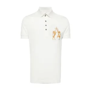 Vivienne Westwood Unicorn & Lion Embroidered White Polo Shirt