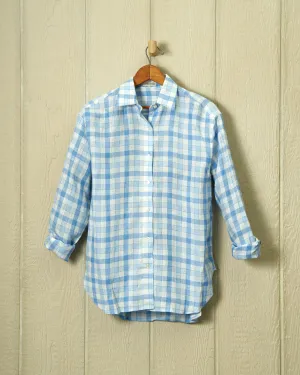 Women's Linen Shirt  in Indigo Check